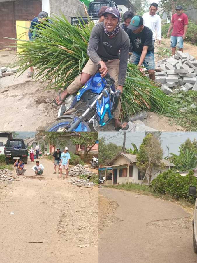 Warga Palangsari Gelar Kerja Bakti Pemasangan Paving Secara Swadaya, Keluhkan Minimnya Perhatian Pembangunan Jalan
