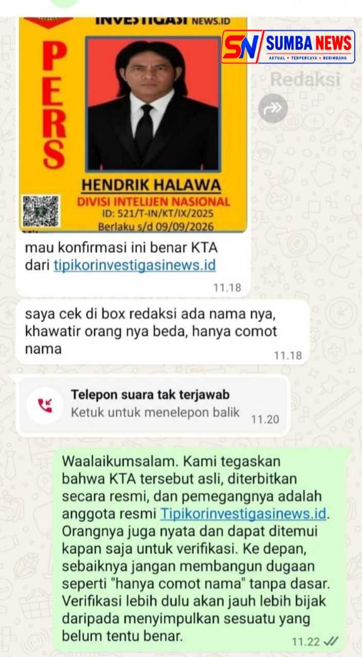 Diduga Ada Oknum Gunakan Nama Hendrik Halawa dan KTA Tipikorinvestigasinews.id untuk Meminta Uang, Masyarakat Diimbau Waspada